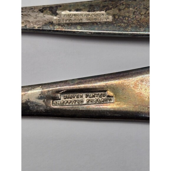 Sheffield England Silver Plate Salad Servers Serving Fork & Spoon Set - Picture 2 of 4